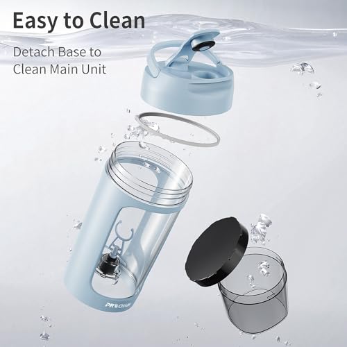 PROCHAIN Electric Protein Shaker Bottle, 22oz BPA-Free Tritan Mixer | USB Rechargeable, Shaker Cups for Protein Shakes, Portable Mixer, with Powder Storage Cup, for Gym, Workout, Sports Nutrition - color: Light Blue