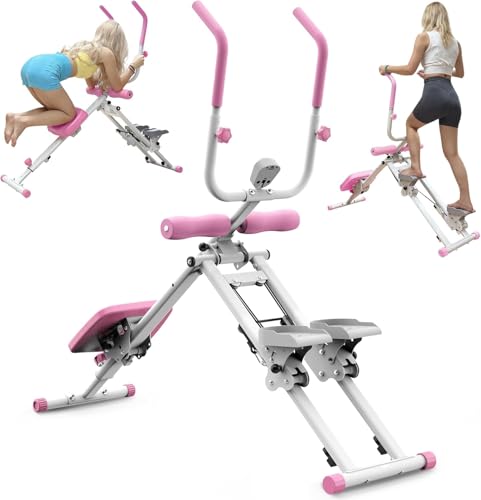 KINMAC 2 in 1 Stair Stepper & Ab Workout Machine - Multi-Function Trainer-Upgrade High-Efficiency Stairmaster & Ab Trainer Machine Full-Body Exercise Equipment for Home Gym Exercise - color: White Pink