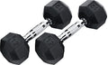 Ader 2lb-120lb Black Octagon Rubber Dumbbells Pair - size: 12lb