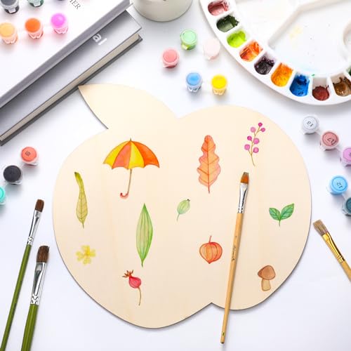 Anglechic 12 Pack 12 Inch Apple Wooden Cutouts DIY Unfinished Wood Apple Slices for Crafts Back to School Birthday Party Decor - color: Apple