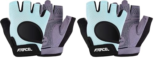 ATERCEL Weight Lifting Gloves Full Palm Protection, Workout Gloves for Gym, Cycling, Exercise, Breathable, Super Lightweight for Mens and Women - color: Aqua, size: Small (Pack of 2)