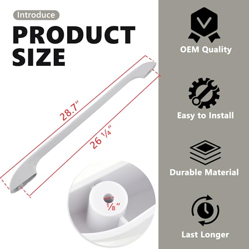 316443601 Oven Door Handle Appliance Replacement with 2pcs 316433300 Screws | White Plastic Material, Compatible with Kenmore Electrolux Frigidaire Range, Replaces AP3906094, 1157492, AH1147400