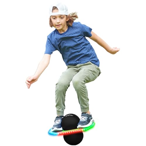 Flybar LED Pogo Trick Ball for Kids Balance Bounce Board w/Anti-Slip Deck - color: Lime Reaper