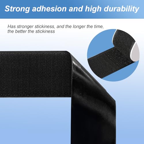 2''×27Ft Black Heavy Duty Hook And Loop Tape Adhesive, No Punching Picture Wall Hanging Roll, Sticky Back Couch Cushions Grip, Keep Rugs in Place, Strong Adhesive Tape for DIY at Classroom Office Home - size: 2In × 27Ft, style: Black