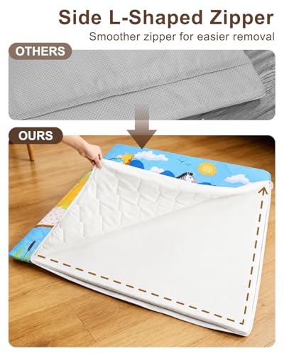 Baby Play Mat, 50x50 Playpen Mat with Machine Washable Cover | Removable, Thicken Cushioning Playmats for Baby, Non-Slip Bottom, Easy to Clean for Infants, Wild Animal - color: Wild Animal, size: 50" X 50"