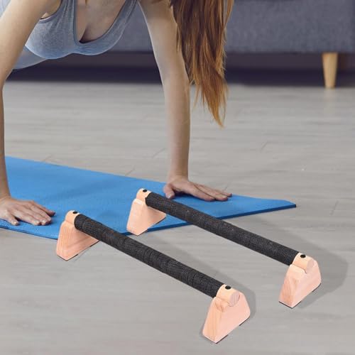1 Pair Push Up Bar Wooden Parallettes Handstand Stand Grips Heavy Duty Nonslip Ergonomic Support Suitable for Home Gym Workouts - size: 30cm