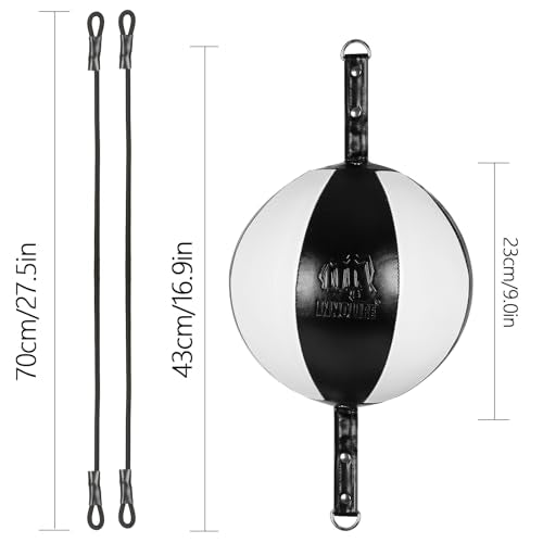 InnoLife Double End Punching Ball Striking Punching Bag Kit, Speed Striking Reflex Kit with Bungee Cords Perfect for Reaction, Agility, and Hand Eye Coordination Training - color: Black & White