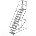 Tri-Arc RWSR111246-XR 11-Step Gateway Rear-Exit Steel Rolling Ladder with 30" Deep Top Platform, Perforated Tread with Handrails, 24" Wide Steps, Gray - size: 11-Step, style: Perforated Tread