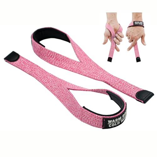 WARM BODY COLD MIND V2 Lifting Wrist Straps for Weightlifting - Hand Straps for Powerlifting, Weight Lifting, Bodybuilding Functional/Cross Training, Deadlift Gym Bar, Cotton - color: Basic Pink