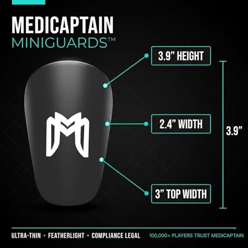 MediCaptain MiniGuards - Mini Shin Guards for Soccer Players - Tiny Shin Pads for Men, Women, Teens - Miniature Shin Guards 3.9 x 2.4 inch - Perfect for High Level Soccer Athletes - color: Black