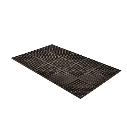 NoTrax 543S0023BL 543 Cushion-Tred 2' x 3' Black Safety Anti-Fatigue Drainage Mat - size: 7/8 inches x 2 feet x 3 feet