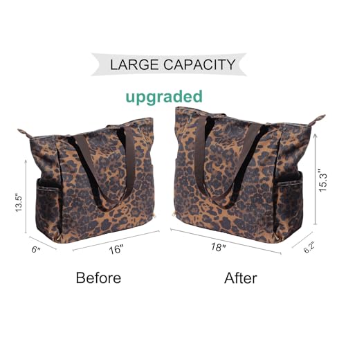 ESVAN Yoga Mat Bag Yoga Tote Carrier Shoulder Bag Carryall Tote for Office,Yoga,Pilates,Travel,Beach and Gym - color: Corduroy Brown Leopard Print