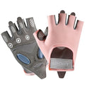 Fingerless Cycling Gloves Women Men Anti-Slip Shockproof Mesh Lightweight Workout Gloves Gym Exercise Fitness Rowing - color: Pink, size: Large