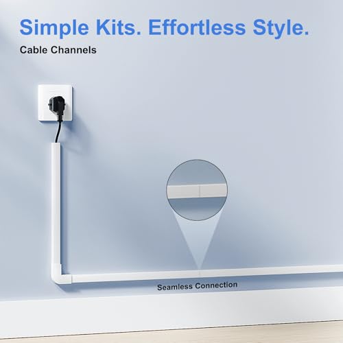 Yecaye Cord Hider, 113in One-Cord Cable Concealer, Cord Covers for Wires on Wall, Easy Install Cable Management Kit for 2 Small Wires, Cables Raceway Home Office, W0.59in H0.4in, White - color: White, size: 113in L x 0.59in W x 0.4in H