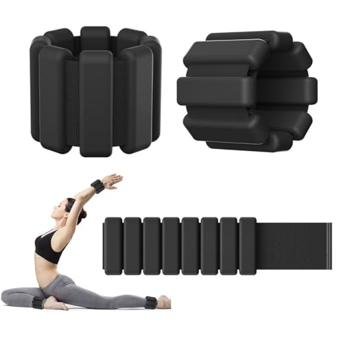 Ankle Weight Wrist Weight 2 Pack 1lb Each Adjustable | Arm and Leg Weight, Women and Men, Pilates Gym Yoga Aerobic, Strength Training - color: Black