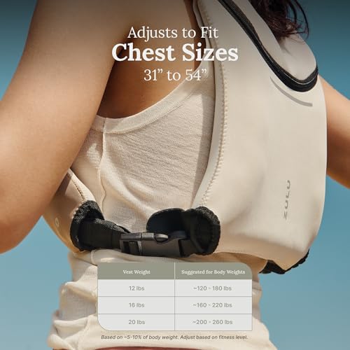 ZULU Weighted Vest Machine Washable Fresh Layer™ for Women & Men for Walking, Running & Strength Training, Phone Pockets, Adjustable Reflective Straps | 12lbs, 16lbs, 20lbs - color: Limestone, style: 12lbs
