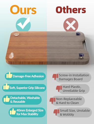 NiHome 16-Pack Non-Slip Cutting Board Feet, Self-Adhesive Silicone Pads | Washable & Reusable 1.2 Inch Oversized Design, No Screws Needed, Protects Countertops for Trays, Furniture & Chairs - size: 1.2 Inch
