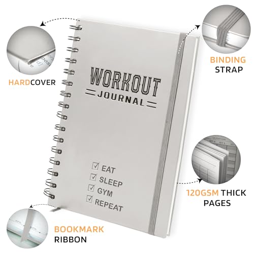 Nextnoid Hardcover Fitness Planner Workout Journal for Men & Women - A5 Sturdy Workout Book Log to Track Gym & Home Workouts - Beige - color: C.Beige, style: Fitness