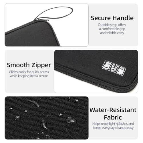 Cord Organizer Travel Case, Cable Organizer Bag for Chargers, USB Cables, Power Bank & Electronics Accessories, Portable Tech Organizer Pouch with Mesh Pockets, Water Resistant Travel Gear Bag - color: black, size: S