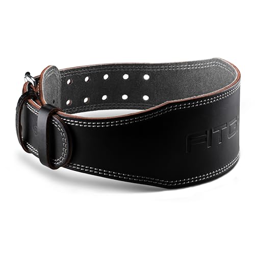 Fitgriff® Classic Weight Lifting Belt (100% Leather) for Men and Women - Gym Belt for Squats, Deadlift, Back Support - size: 33.5"-43" Waist Circumference