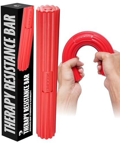 DMoose Fitness Flex Resistance Bar for Physical Therapy - Non-Slip Odorless Material, Exercise Bar for Tennis & Golfers Elbow Tendonitis Relief - Wrist and Forearm Strengthener & Grip Strength Trainer - color: Red