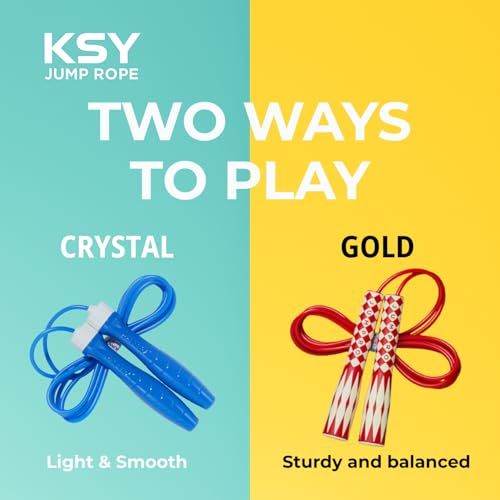 KSY Kids Jump Rope (Crystal Series) – Durable PVC Jump Rope for Kids Ages 6-12 – Lightweight, Adjustable, and Tangle-Free – Made in Korea - color: Navy Blue