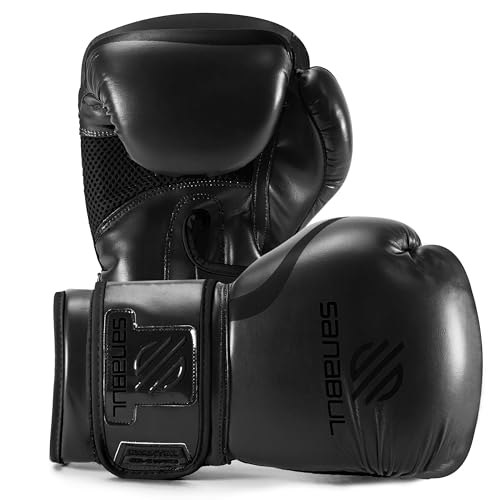Sanabul Essential Gel Boxing Gloves for Men & Women, Kickboxing MMA, Muay Thai Gloves and Heavy Bag Training Punching & Sparring - color: AllBlack, size: 10 oz