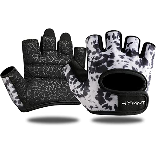 Short Workout Gloves for Women Men, Weight Lifting Gloves Full Palm Pads | Minimal Gym Gloves for Weightlifting, Exercise, Fitness, Training, Extra Grip, Fingerless Work Out Gloves Womens, Breathable - color: Tie Dye Ink, size: Large
