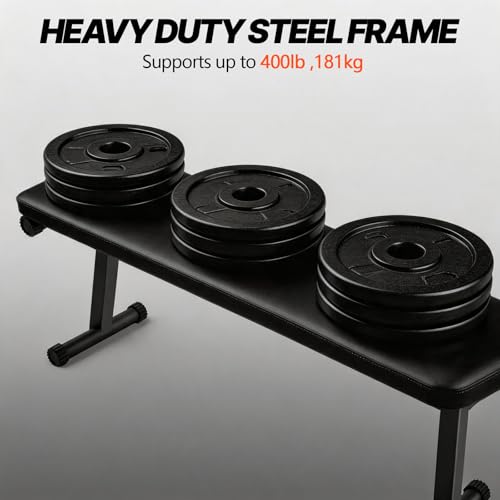 Flat Weight Bench, Foldable Flat Bench, Weight Training | for Multi-Purpose Sturdy Strength Training Workout Bench, Space-saving Bench Press Flat Exercise Bench, for Home Gym