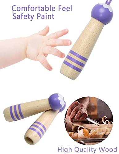 Jump Rope Kids, 7ft Adjustable Cotton Skipping Rope with Wooden Handle for Boys and Girls Fitness Outdoor Exercise - style: pink+Purple