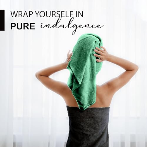 KAHAF COLLECTION 100% Cotton Bath Towels, 24x48 Pack of 6 Towels, Quick Dry, Highly Absorbent, Soft Feel Towel, Gym, Spa, Bathroom, Shower, Pool, Luxury Soft Towels (Light Green, 24x48-6 Pack) - color: Light Green, size: 24x48 - 6 Pack