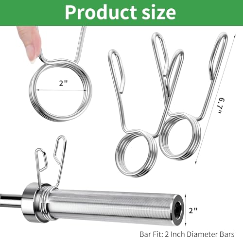 MAQUITA 8 Pack 2 Inch Dumbbell Spring Collars Barbell Clamps Locking Collars Clips for Weightlifting Exercise Fitness Training Supplies (Silver)