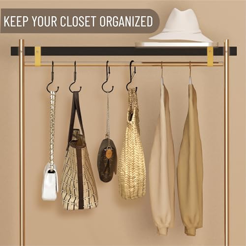 6 Purse Hanger for Closet. Tote Hanger. S-Shaped Hooks S Hooks Twist Design. Anti Drop S-Shaped Hook for Hanging Handbags with Safety Buckle to Prevent Falls. Heavy Duty. (Black, Twisted) - color: Black, size: Twisted