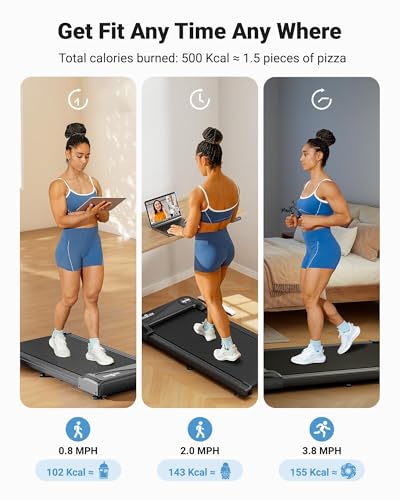 THERUN Walking Pad Treadmill Under Desk, Portable Treadmill with APP for Home and Office,LED Display, Small Walking Pad with 2.5 HP and 265 lbs Capacity