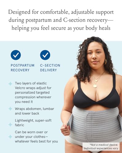 Bodily Postpartum Belly Band & Abdominal Binder for C-Section Recovery – Adjustable Compression Belly Wrap for Post Surgery Abdominal Support – Postpartum Belly Binder, Stomach Wrap, One Size