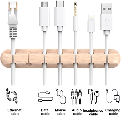 SOULWIT Cable Holder Clips, 3-Pack Cable Management Cord Organizer Clips Silicone Self Adhesive for Desktop USB Charging Cable Nightstand Power Cord Mouse Cable Wire PC Office Home - color: Wood Grain