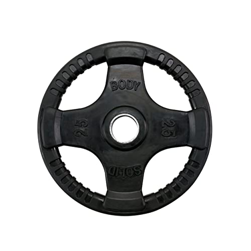 Body-Solid Rubber Coated Olympic Weight Plate (1), with Anti-Slip Grip - Perfect for Strength Training, Home Gym, and Barbell Workouts - style: 25lbs.