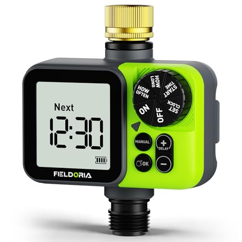 Sprinkler Timer, Brass Inlet Programmable Watering Timer for Garden Hose Fits 3/4” US Faucet, Outdoor Soaker Hose Timer w/Rain Delay/Manual/Automatic Watering, Drip Irrigation for Lawn Yard - color: Light Green