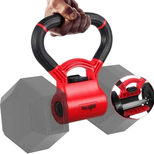 Yes4All Kettlebells Grip, Dumbbell Grip Handle, Convert Dumbbells into Kettlebell for Home Gym, Kettlebell for Weights Plate - color: A. Combo Red - Red