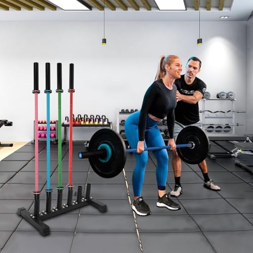 6-Bar Holder 2" Olympic Rack, Floor Stand for Home Gym | Holds Olympic, curl, trap, axle bars. Protective sleeves. 24 lbs. No wall mount. Easy assembly, fits small spaces.
