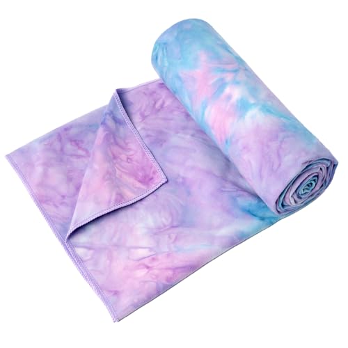 Eunzel 2 Pack Hot Yoga Towel Non Slip Yoga Mat Towel Non-Slip Sweat Absorbent Microfiber Towel for Hot Yoga, Pilates and Workout 72" x 26.5", Purple & Blue/Purple & Green - color: Z-purple & Blue/Purple & Green (2 Pack )