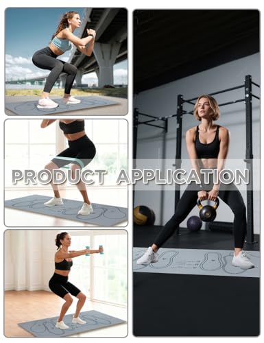 Squat Mat with Foot Position,Large Squat Target Pad 30'' X 13.8'',4mm Thickness Squat Mat Foot Positioning, Exercise Mat for Squats, Leg and Abdominal Workouts - color: Grey