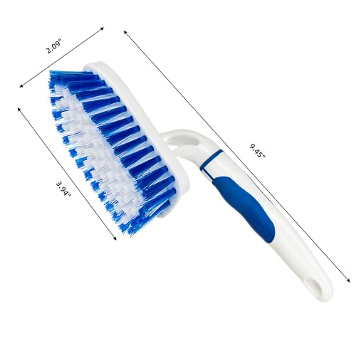 2-Pack Scrub Brush for Cleaning with Long Handle,Medium Firm Brush Bathroom Cleaning Supplies and Bathtub Cleaner and Shower Cleaning Brush,Multi-Scene Use for Kitchen or Carpet Brush,White&Blue - color: Blue+white