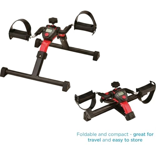 NOVA Medical Products Pedal Exerciser with Digital Display Tracker, Foldable Hand and Foot Cycle Exerciser, Great for Home, Office or Travel, Red