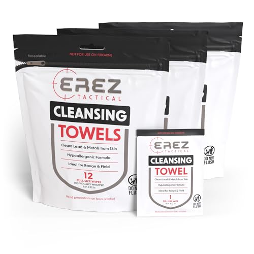 Lead Wipes for Shooting - 12 XL Hypoallergenic Towels, Plant-Based Cloth, Lead Remover for Range & Field, Removes Lead & Metal Dust, Safe for All Skin, 8"x12" - size: 12 Count (Pack of 3)