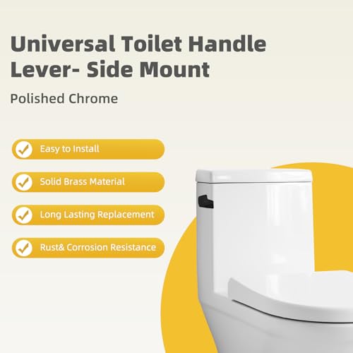 Universal Black Metal Toilet Handle Lever Replacement, Side/Angle Mount | Solid Brass Toilet Flush Handle Compatible with Kohler/American Standard/ TOTO/Gerber, Stainless Steel Chain, Easy to Install - color: Matte Black, style: Side Mount Design