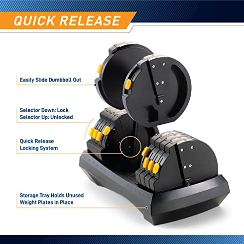 Marcy Adjustable Dumbbell System – 6-in-1 Free Weights for Home Gym, 50 lbs Single or 100 lbs Pair Options for Strength Training - style: 100lb, Set of 2