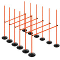 Orange Adjustable Height Agility Hurdle Set Multi-Function Soccer Trainning Pole Set Coaching Sticks with Rubber Base - color: 4.9 FT, style: Pack of 6