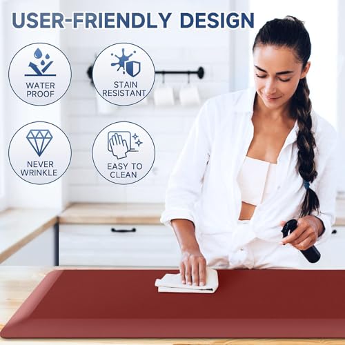 StepRite 4/5 Inch Thick Kitchen Mat Anti Fatigue Mat Kitchen Rugs Kitchen Decor Non-Slip, Stain & Water Resistant, Kitchen Mats Desk Mat for Kitchen, Office, Workshop, Red, 17'' x 39'' - color: Red, size: 39"L x 17"W x 0.8"Th