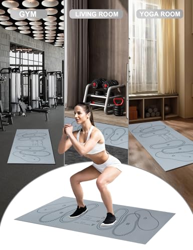 Squat Mat with Foot Position,Large Squat Target Pad 30'' X 13.8'',4mm Thickness Squat Mat Foot Positioning, Exercise Mat for Squats, Leg and Abdominal Workouts - color: Grey